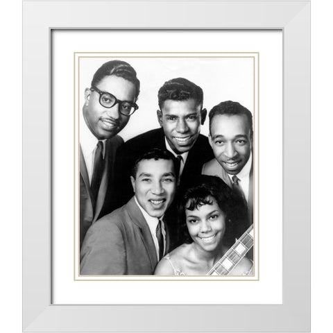 The Miracles-1962 White Modern Wood Framed Art Print with Double Matting by Vintage Music Archive