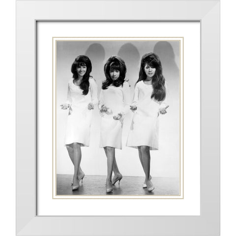The Ronettes White Modern Wood Framed Art Print with Double Matting by Vintage Music Archive