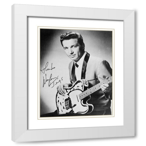 Waylon Jennings White Modern Wood Framed Art Print with Double Matting by Vintage Music Archive