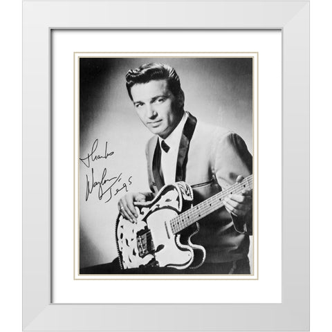 Waylon Jennings White Modern Wood Framed Art Print with Double Matting by Vintage Music Archive