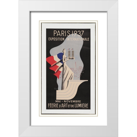 Paris-1937-Lady White Modern Wood Framed Art Print with Double Matting by Worlds Fair Posters