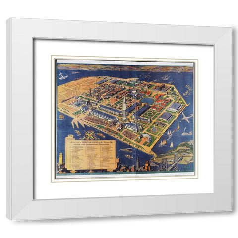 Treasure Island SF White Modern Wood Framed Art Print with Double Matting by Worlds Fair Posters
