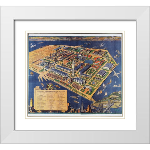 Treasure Island SF White Modern Wood Framed Art Print with Double Matting by Worlds Fair Posters