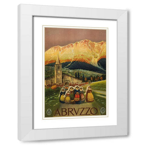Abrvzzo-Italy White Modern Wood Framed Art Print with Double Matting by Vintage Travel Posters