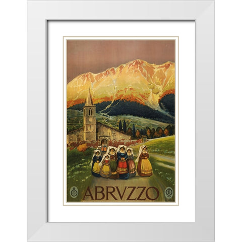 Abrvzzo-Italy White Modern Wood Framed Art Print with Double Matting by Vintage Travel Posters