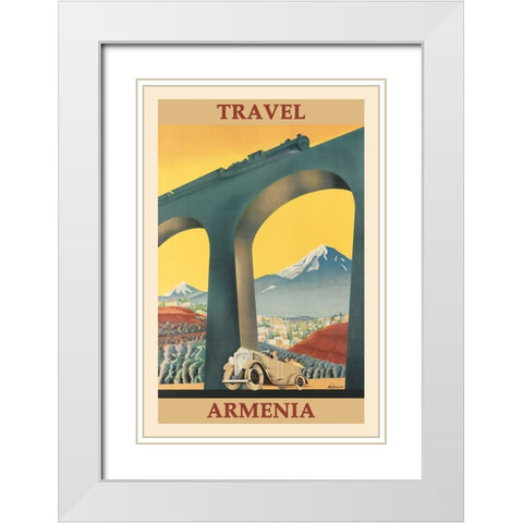 Armenia Travel White Modern Wood Framed Art Print with Double Matting by Vintage Travel Posters