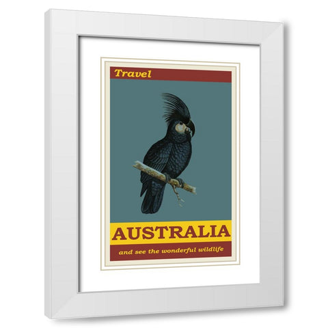 Australia Travel Poster White Modern Wood Framed Art Print with Double Matting by Vintage Travel Posters