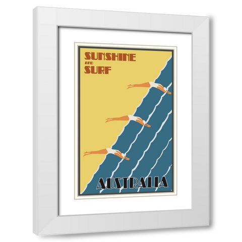 Australia Vintage Poster White Modern Wood Framed Art Print with Double Matting by Vintage Travel Posters