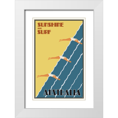 Australia Vintage Poster White Modern Wood Framed Art Print with Double Matting by Vintage Travel Posters