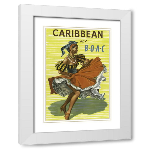 Caribbean Air Travel Poster White Modern Wood Framed Art Print with Double Matting by Vintage Travel Posters