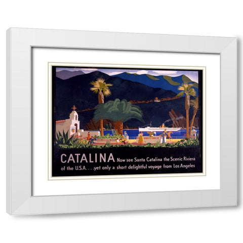 Catalina Travel Poster White Modern Wood Framed Art Print with Double Matting by Vintage Travel Posters
