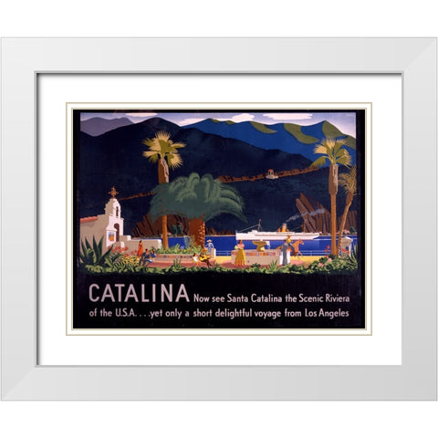 Catalina Travel Poster White Modern Wood Framed Art Print with Double Matting by Vintage Travel Posters
