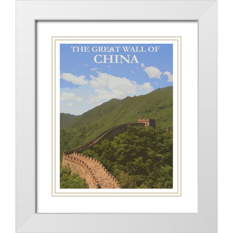 China The Great Wall Travel Poster White Modern Wood Framed Art Print with Double Matting by Vintage Travel Posters