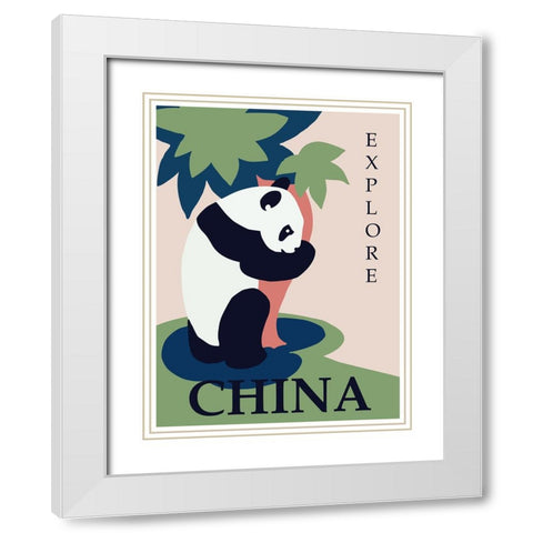 China Panda Travel Poster White Modern Wood Framed Art Print with Double Matting by Vintage Travel Posters