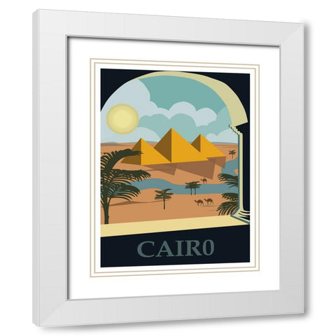 Egypt Cairo Travel Poster White Modern Wood Framed Art Print with Double Matting by Vintage Travel Posters