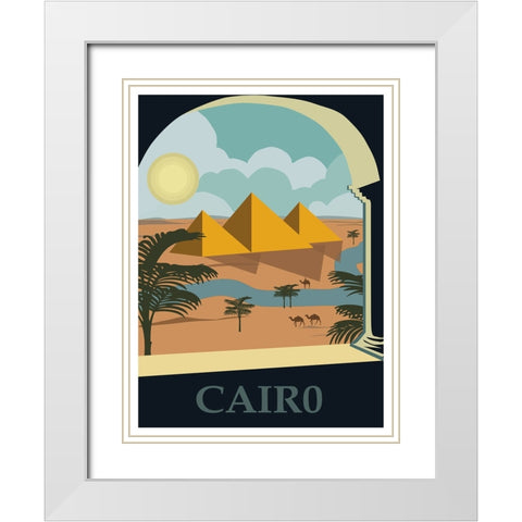 Egypt Cairo Travel Poster White Modern Wood Framed Art Print with Double Matting by Vintage Travel Posters