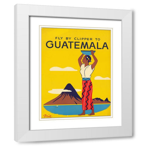 Fly by Clipper to Guatemala White Modern Wood Framed Art Print with Double Matting by Vintage Travel Posters