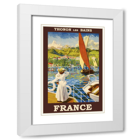 Thonon Les Bains-France Vintage Travel Poster White Modern Wood Framed Art Print with Double Matting by Vintage Travel Posters