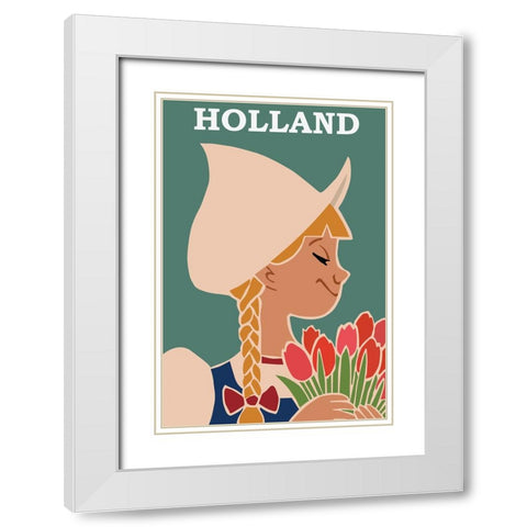 Holland Travel Poster White Modern Wood Framed Art Print with Double Matting by Vintage Travel Posters