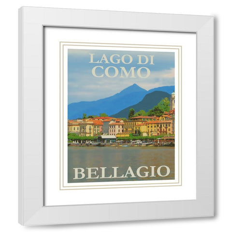 Lake Como Italy Travel Poster White Modern Wood Framed Art Print with Double Matting by Vintage Travel Posters