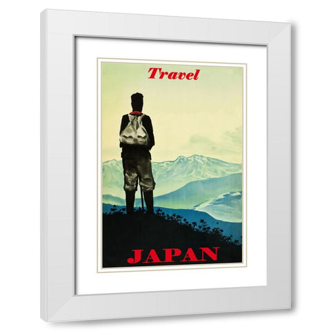 Japan Travel Poster White Modern Wood Framed Art Print with Double Matting by Vintage Travel Posters