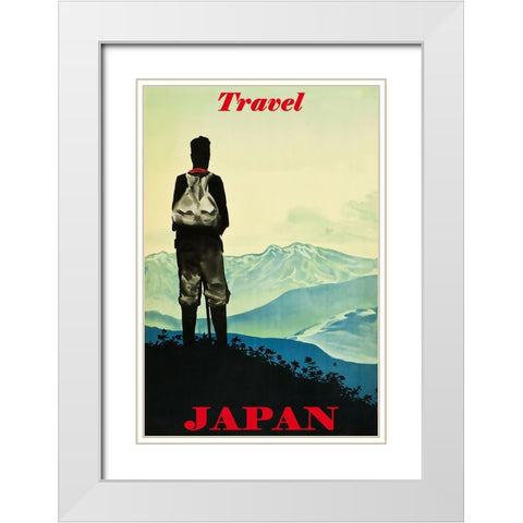 Japan Travel Poster White Modern Wood Framed Art Print with Double Matting by Vintage Travel Posters