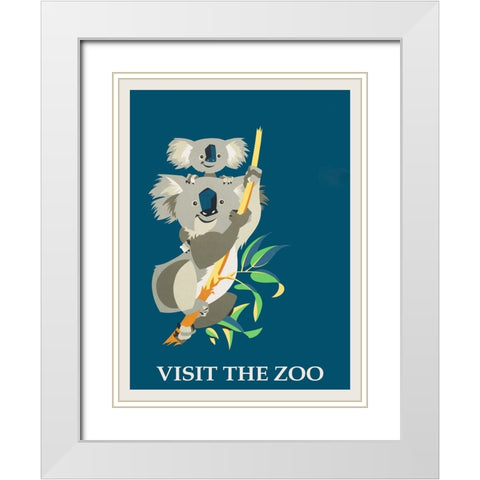 Koala Bear Zoo White Modern Wood Framed Art Print with Double Matting by Vintage Travel Posters