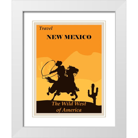 New Mexico Travel Poster White Modern Wood Framed Art Print with Double Matting by Vintage Travel Posters