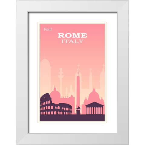 Rome Travel Poster White Modern Wood Framed Art Print with Double Matting by Vintage Travel Posters