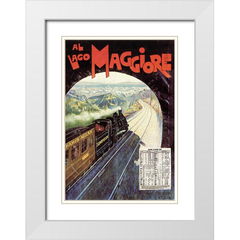 Train Travel Vintage Poster White Modern Wood Framed Art Print with Double Matting by Vintage Travel Posters