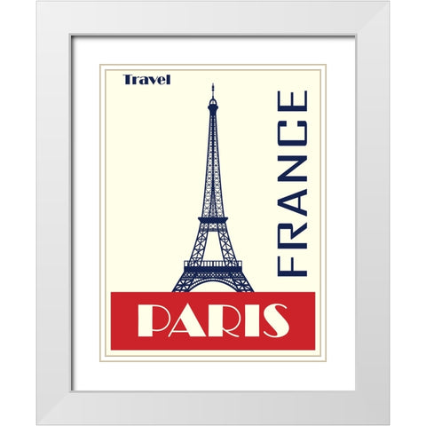 Travel Paris France Poster White Modern Wood Framed Art Print with Double Matting by Vintage Travel Posters