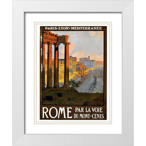 Travel Poster Rome White Modern Wood Framed Art Print with Double Matting by Vintage Travel Posters
