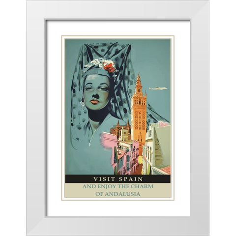 Spain-Andalusia Travel Poster White Modern Wood Framed Art Print with Double Matting by Vintage Travel Posters