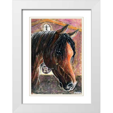 Arabian Stallion White Modern Wood Framed Art Print with Double Matting by Derr, Wynn