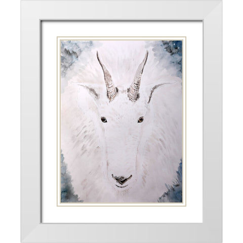 Mountain Goat Gaze White Modern Wood Framed Art Print with Double Matting by Derr, Wynn