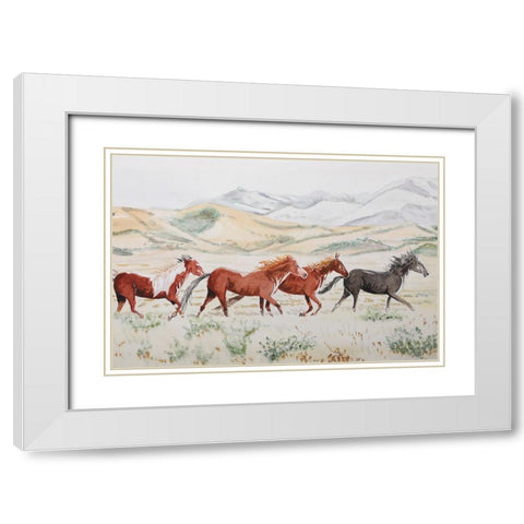 Mustang Medley  White Modern Wood Framed Art Print with Double Matting by Derr, Wynn