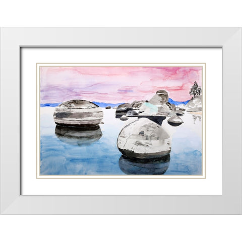 Speedboat Beach, Lake Tahoe White Modern Wood Framed Art Print with Double Matting by Derr, Wynn