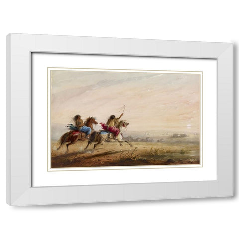 Indian Girls, Racing White Modern Wood Framed Art Print with Double Matting by Miller, Alfred Jacob