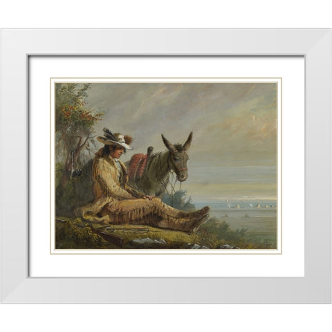 Pierre White Modern Wood Framed Art Print with Double Matting by Miller, Alfred Jacob
