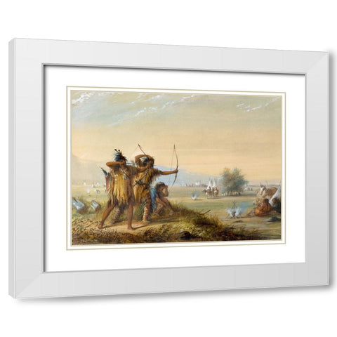 Testing Bows White Modern Wood Framed Art Print with Double Matting by Miller, Alfred Jacob