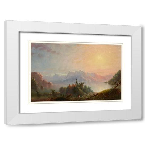 The Lake Her Bosom Expands to the Sky White Modern Wood Framed Art Print with Double Matting by Miller, Alfred Jacob