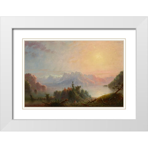 The Lake Her Bosom Expands to the Sky White Modern Wood Framed Art Print with Double Matting by Miller, Alfred Jacob