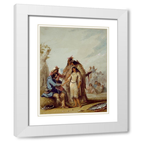 The Trappers Bride White Modern Wood Framed Art Print with Double Matting by Miller, Alfred Jacob