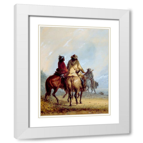 Trappers Starting for the Beaver Hunt White Modern Wood Framed Art Print with Double Matting by Miller, Alfred Jacob