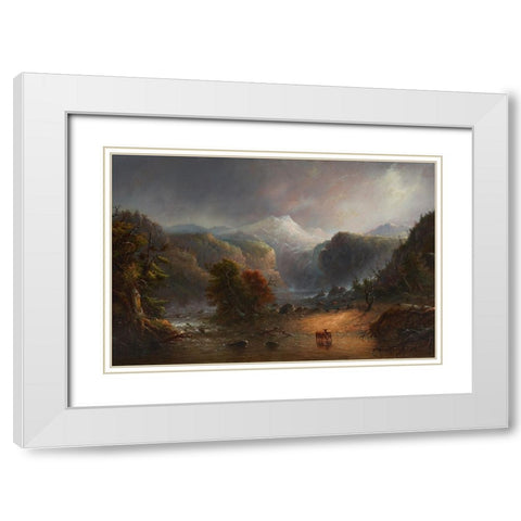 Where the Clouds Love to Rest White Modern Wood Framed Art Print with Double Matting by Miller, Alfred Jacob