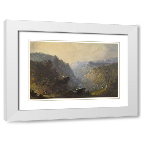 Wild Scenery White Modern Wood Framed Art Print with Double Matting by Miller, Alfred Jacob