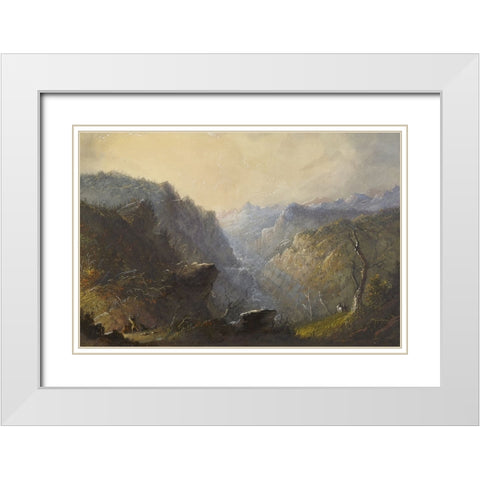 Wild Scenery White Modern Wood Framed Art Print with Double Matting by Miller, Alfred Jacob