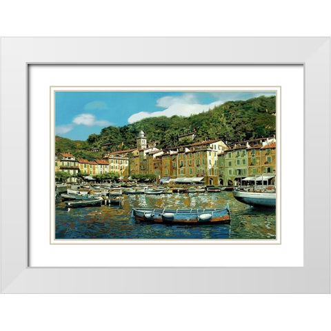 Portofino White Modern Wood Framed Art Print with Double Matting by Borelli, Guido