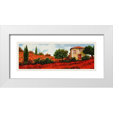 I Papaveri Sulle Colline White Modern Wood Framed Art Print with Double Matting by Borelli, Guido