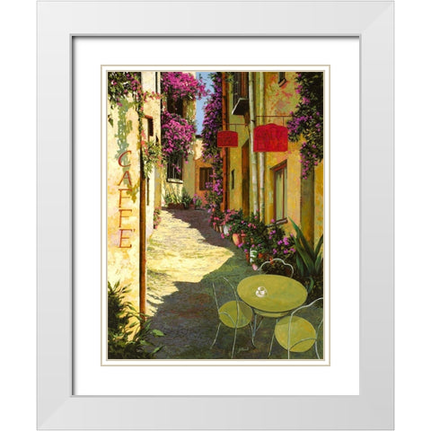 Caffe Piccolo il covo White Modern Wood Framed Art Print with Double Matting by Borelli, Guido